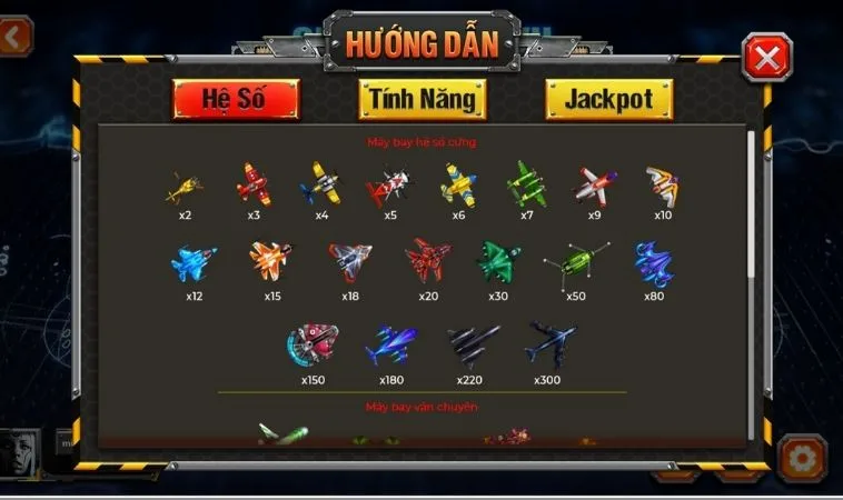 Các loại máy bay trong game Bắn Cá Đại Chiến B52 Gold88