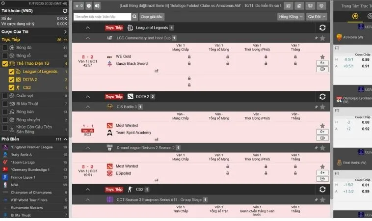 Hướng Dẫn Cược Thể Thao Điện Tử Gold88 Đỉnh Cao Nhận Thưởng Khủng 2 Giao diện cá cược Thể Thao Điện Tử Gold88